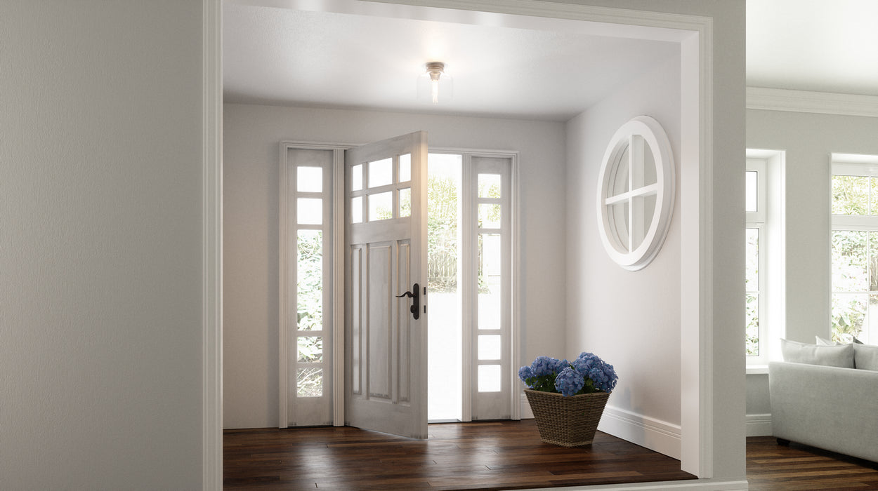 One Light Semi-Flush Mount from the Bethany collection in Brushed Nickel finish