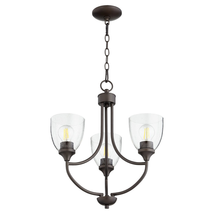 Quorum - 6059-3-286 - Three Light Chandelier - Enclave - Oiled Bronze w/ Clear/Seeded