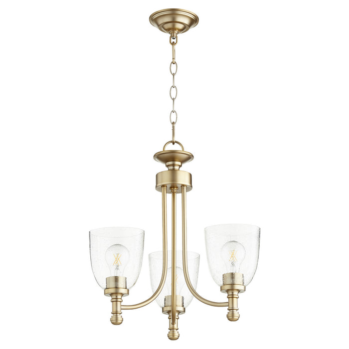 Quorum - 6122-3-280 - Three Light Chandelier - Rossington - Aged Brass w/ Clear/Seeded