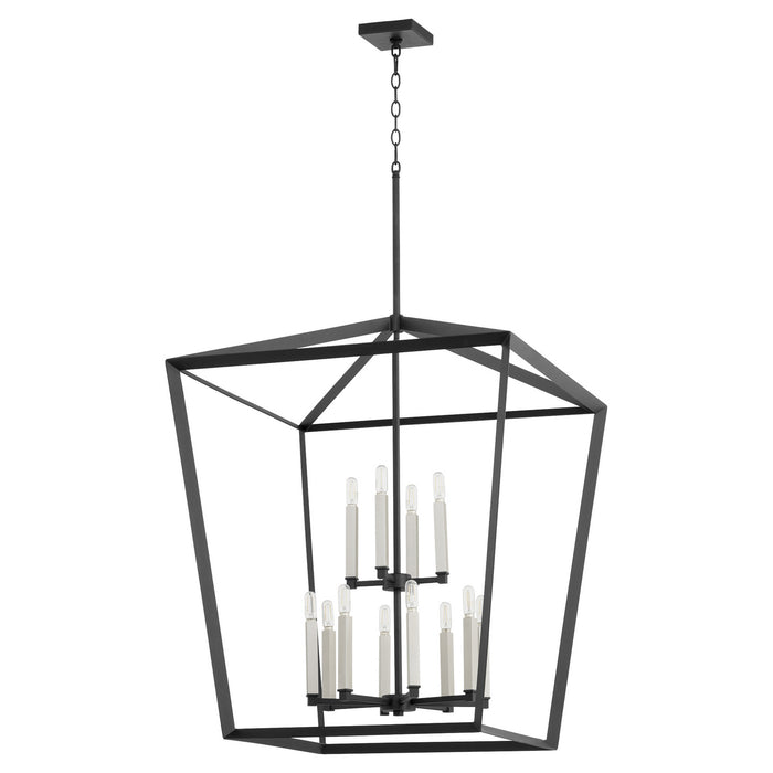 12 Light Entry Pendant from the Manor collection in Noir finish