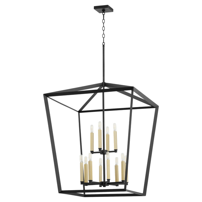 12 Light Entry Pendant from the Manor collection in Noir finish