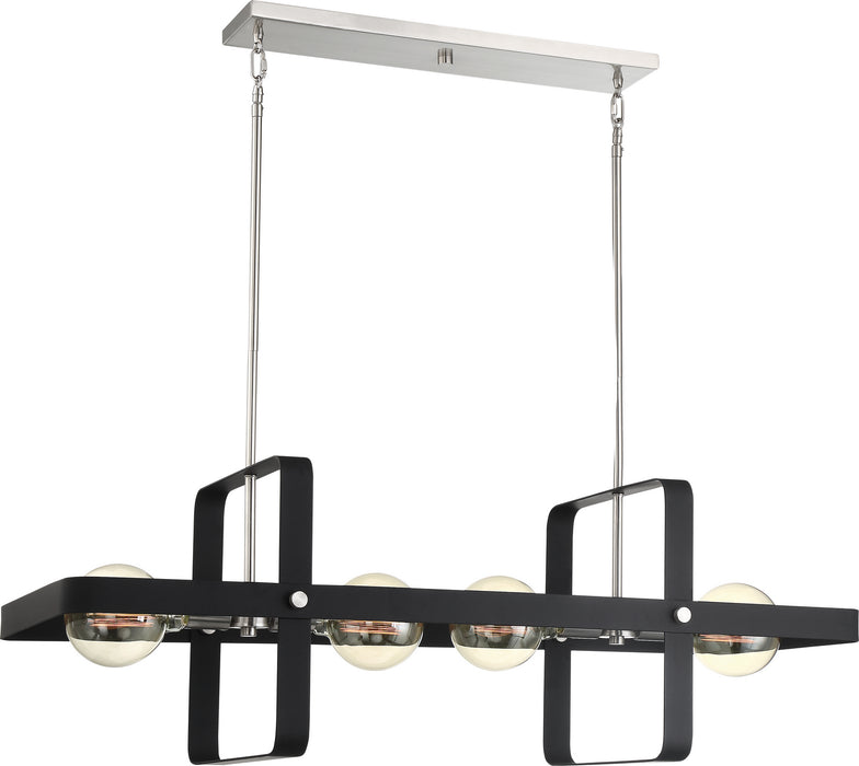 Nuvo Lighting - 60-6625 - Four Light Island Pendant - Prana - Matte Black / Brushed Nickel