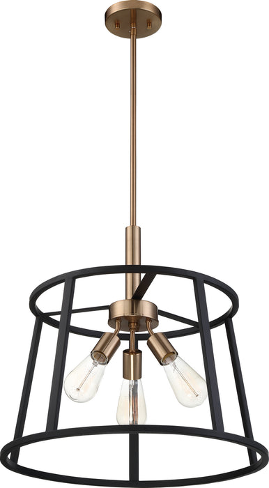 Nuvo Lighting - 60-6642 - Three Light Pendant - Chassis - Copper Brushed Brass / Matte Black