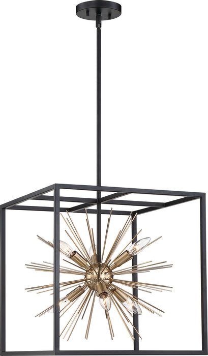 Nuvo Lighting - 60-6730 - Six Light Pendant - Spirefly - Matte Black / Burnished Brass