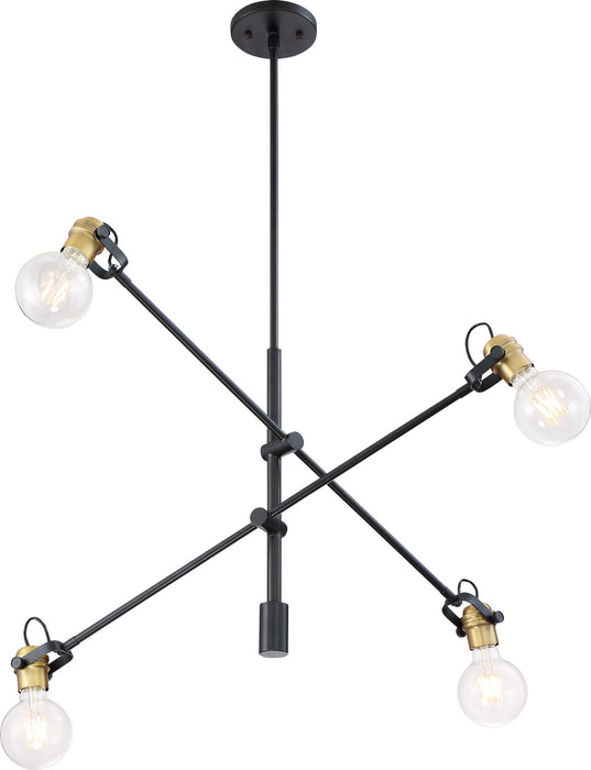 Nuvo Lighting - 60-6990 - Four Light Pendant - Mantra - Black / Brushed Brass