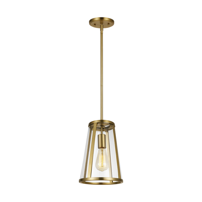 One Light Pendant from the Harrow collection in Burnished Brass finish