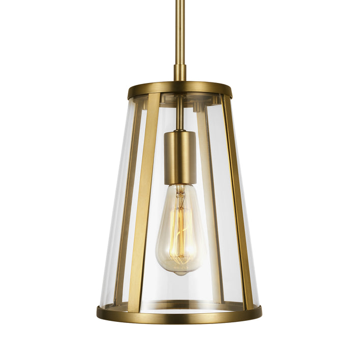 One Light Pendant from the Harrow collection in Burnished Brass finish