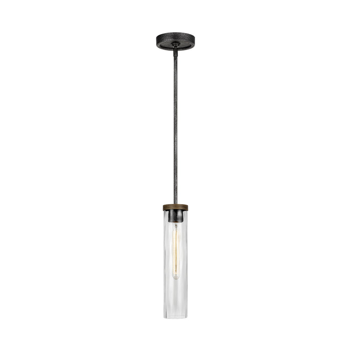 Generation Lighting - P1510DWK/SGM - One Light Pendant - ANGELO - Distressed Weathered Oak / Slate Grey Metal