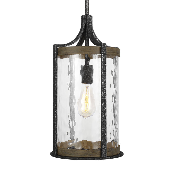One Light Pendant from the ANGELO collection in Distressed Weathered Oak / Slate Grey Metal finish