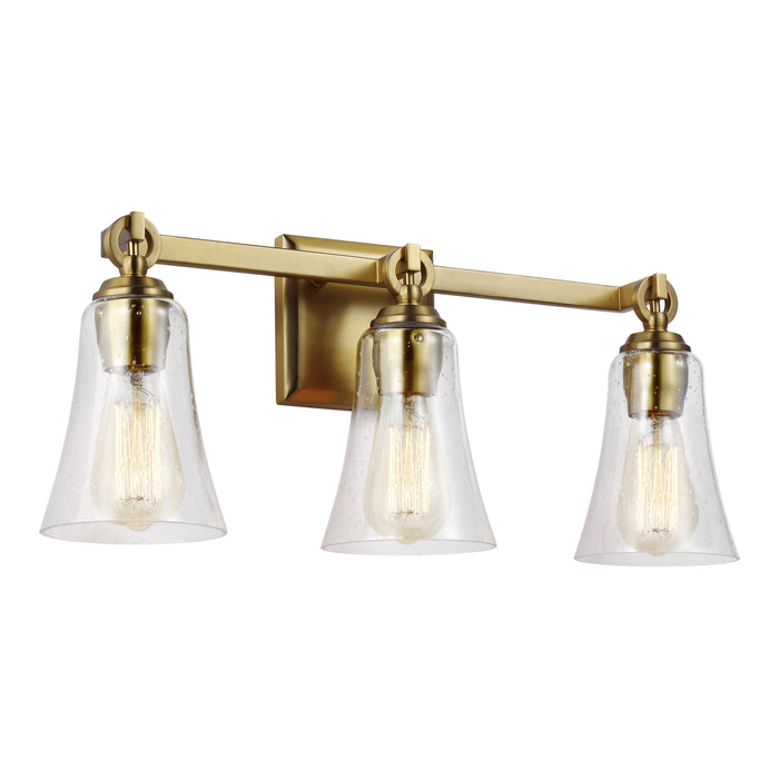 Three Light Vanity from the Monterro collection in Burnished Brass finish