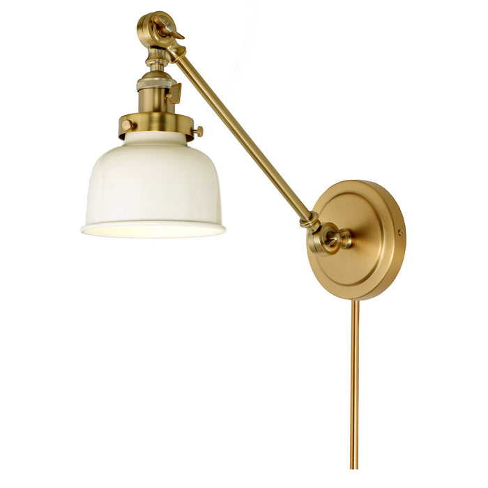 JVI Designs - 1255-10 M2-Iv - One Light Swing Arm Wall Sconce - Soho - Satin Brass and Ivory