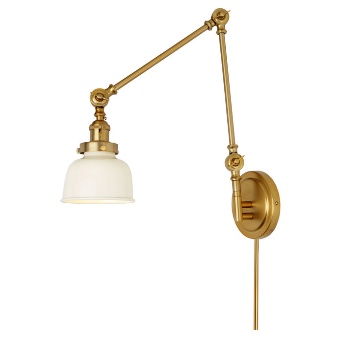 JVI Designs - 1257-10 M2-Iv - One Light Swing Arm Wall Sconce - Soho - Satin Brass and Ivory