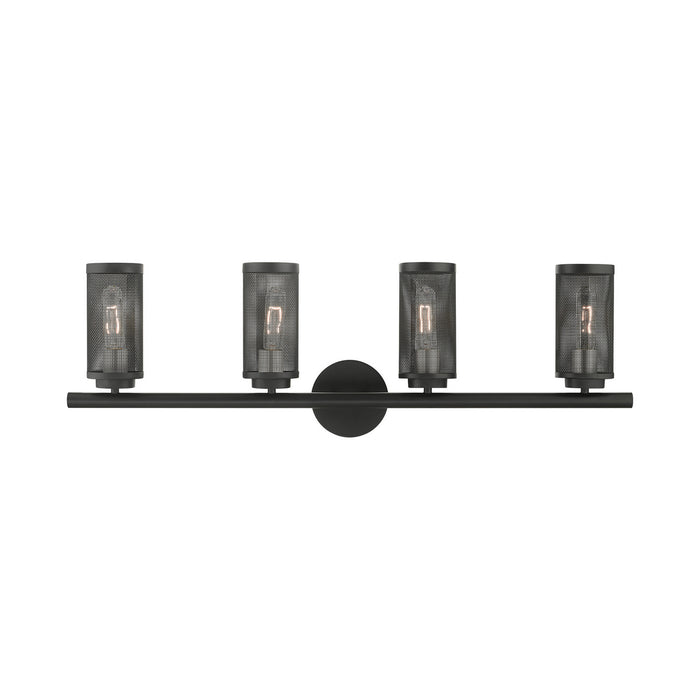 Livex Lighting - 14124-04 - Four Light Vanity - Industro - Black with Brushed Nickel Accents