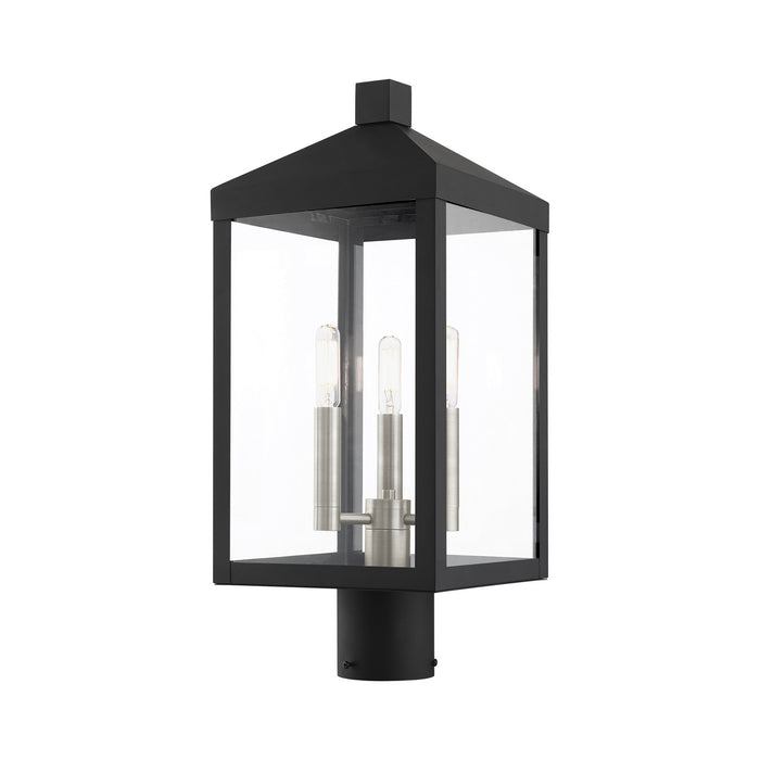 Livex Lighting - 20592-04 - Three Light Outdoor Post Top Lantern - Nyack - Black with Brushed Nickel Cluster