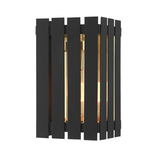 Livex Lighting - 20751-04 - One Light Outdoor Wall Lantern - Greenwich - Black with Satin Brass Accents