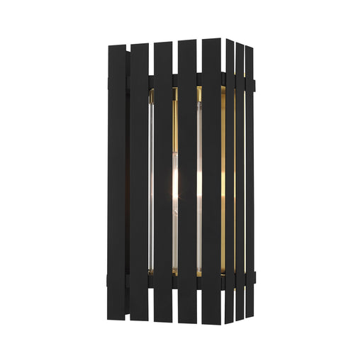 Livex Lighting - 20753-04 - One Light Outdoor Wall Lantern - Greenwich - Black with Satin Brass Accents