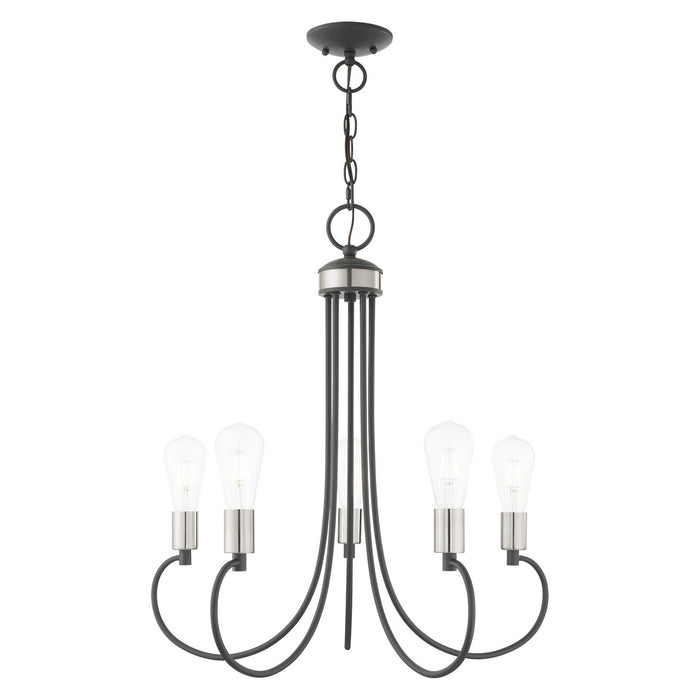 Livex Lighting - 42925-76 - Five Light Chandelier - Bari - Scandinavian Gray with Brushed Nickel Accents