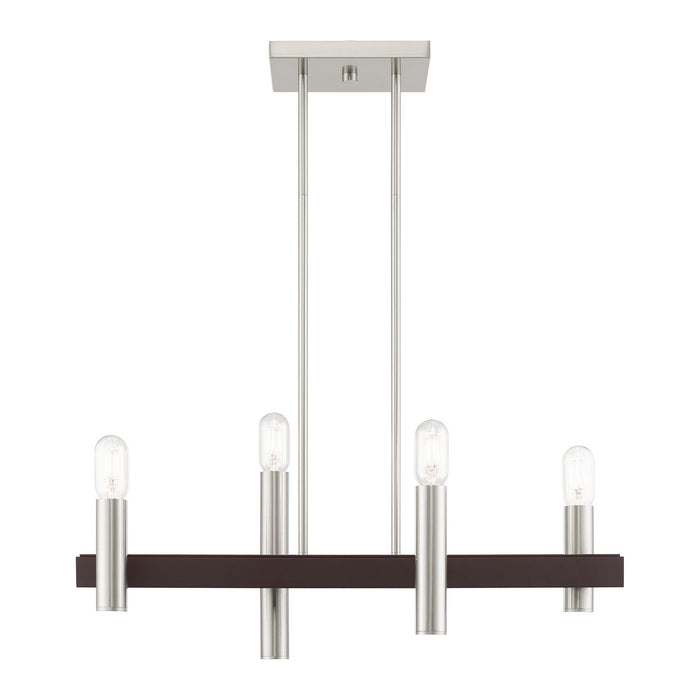 Livex Lighting - 46864-91 - Four Light Chandelier - Helsinki - Brushed Nickel with Bronze Accents