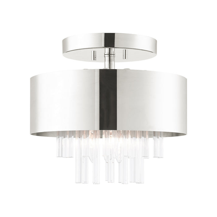 Livex Lighting - 48872-35 - Three Light Semi Flush Mount - Orenburg - Polished Nickel