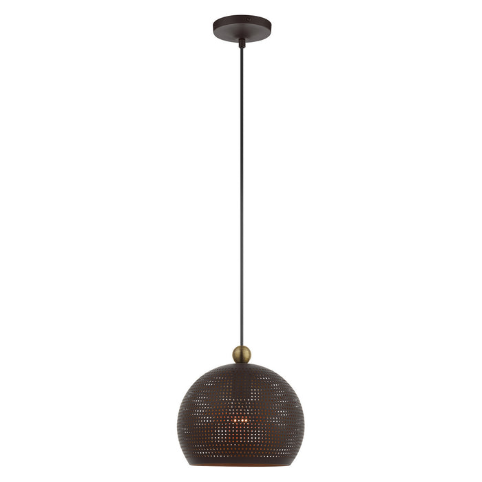 Livex Lighting - 49100-07 - One Light Pendant - Dublin - Bronze with Antique Brass Accents