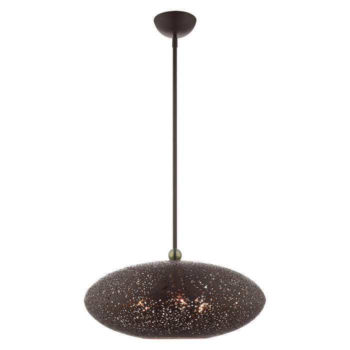 Livex Lighting - 49185-07 - Three Light Pendant - Charlton - Bronze with Antique Brass Accents