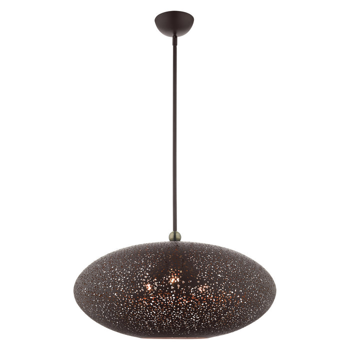 Livex Lighting - 49186-07 - Three Light Pendant - Charlton - Bronze with Antique Brass Accents