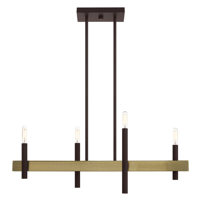 Livex Lighting - 49334-07 - Four Light Chandelier - Denmark - Bronze with Antique Brass Accents