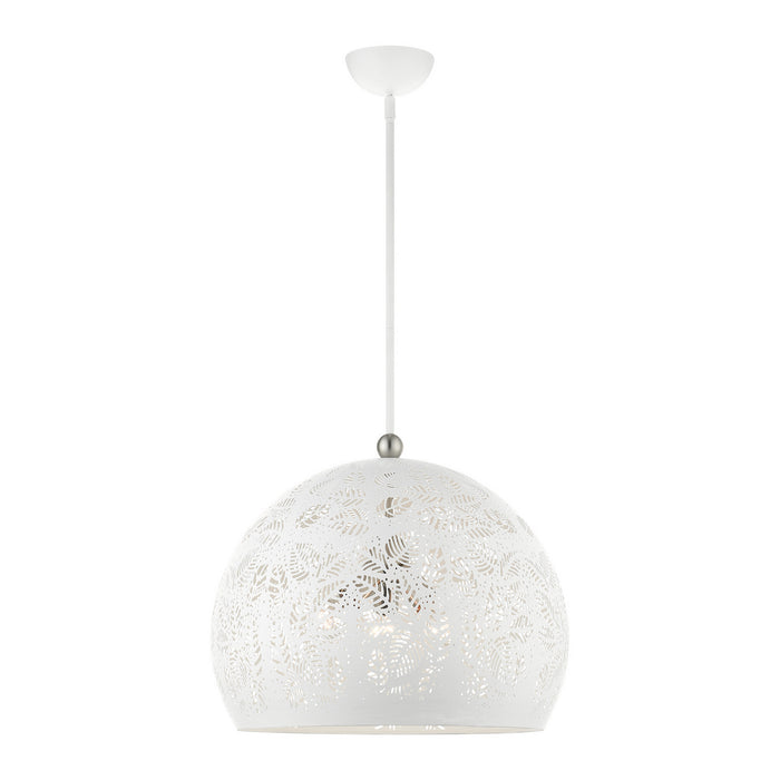 Livex Lighting - 49544-03 - Three Light Pendant - Chantily - White with Brushed Nickel Accents