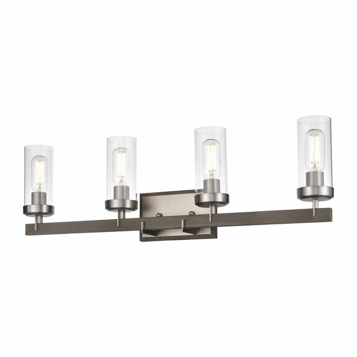 DVI Lighting - DVP38644BN+BAW-CL - Four Light Vanity - Okanagan - Buffed Nickel/Barnwood On Metal w/ Clear Glass