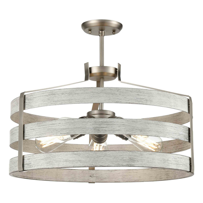 DVI Lighting - DVP41808BN+BIW - Five Light Pendant - Fort Garry - Buffed Nickel/Birchwood On Metal