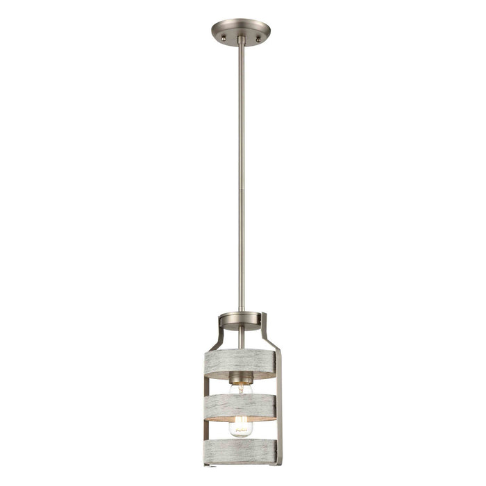 DVI Lighting - DVP41821BN+BIW - One Light Mini-Pendant - Fort Garry - Buffed Nickel/Birchwood On Metal