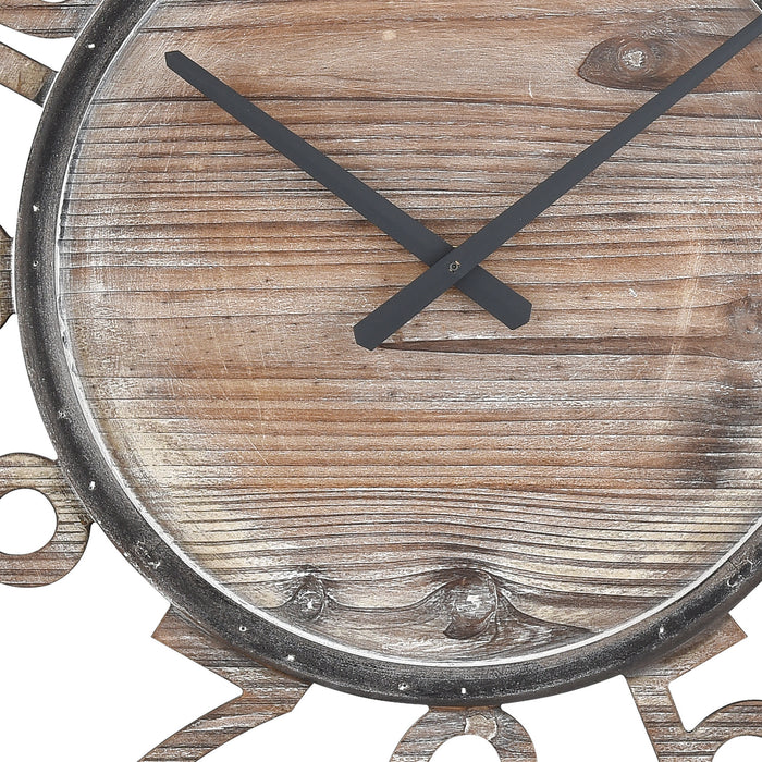 Clock in Salvaged Grey Oak, Black, Black finish