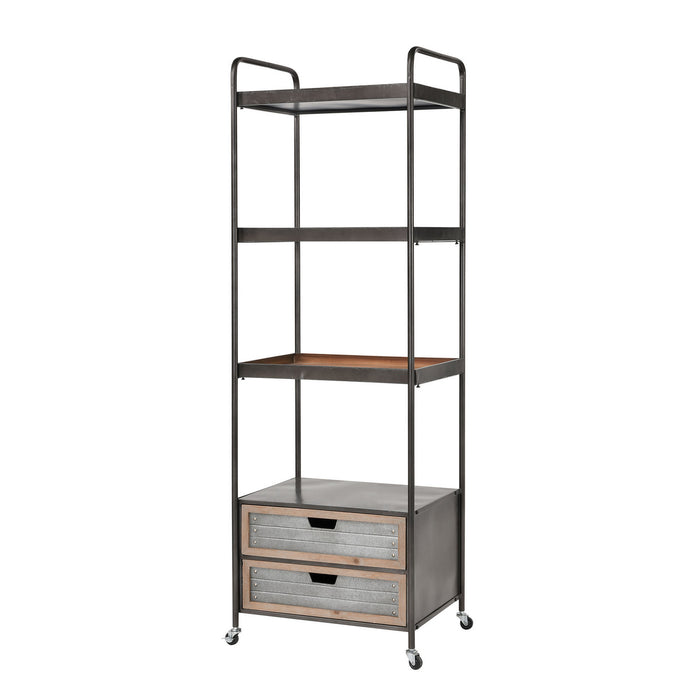 ELK Home - 3138-480 - Bookshelf - Whitepark Bay - Natural Fir Wood, Galvanized Steel, Bronze, Galvanized Steel, Bronze