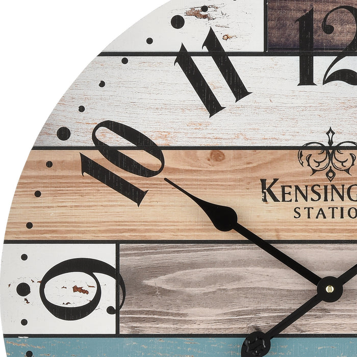 Clock in Natural Wood, Blue, White, Blue, White finish