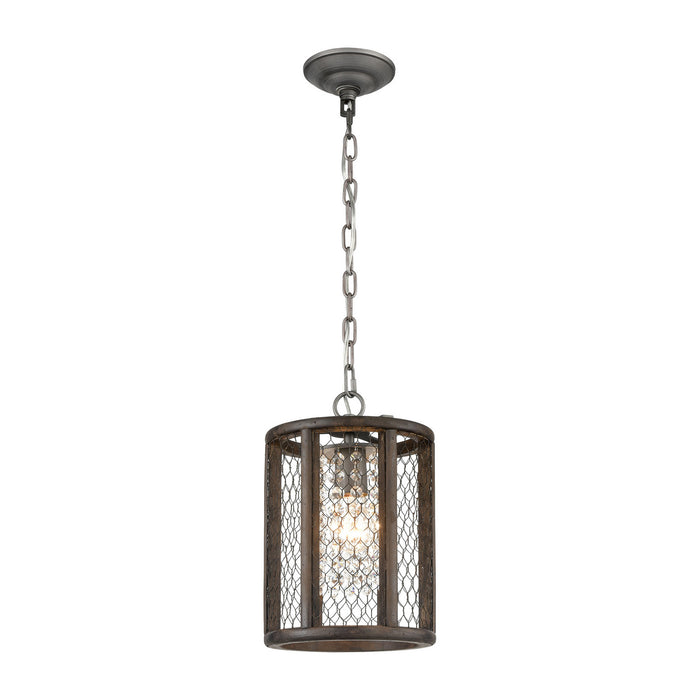 ELK Home - D4327 - One Light Mini Pendant - Renaissance Invention - Weathered Zinc, Aged Wood, Aged Wood