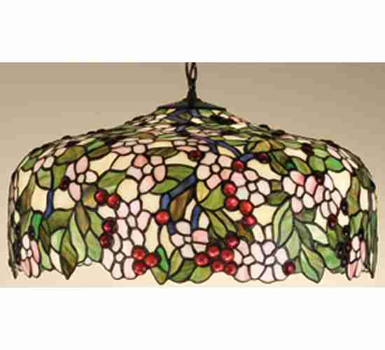 Meyda Tiffany - 47906 - Three Light Pendant - Tiffany Cherry Blossom - Beige Pink Red