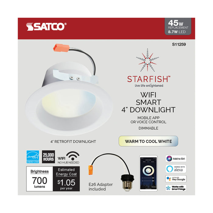 LED Downlight in White finish, WiFi Smart LED Recessed Downlight, Works with Siri, Alexa, Google Assistant, SmartThings