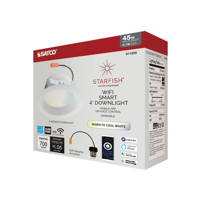 LED Downlight in White finish, WiFi Smart LED Recessed Downlight, Works with Siri, Alexa, Google Assistant, SmartThings