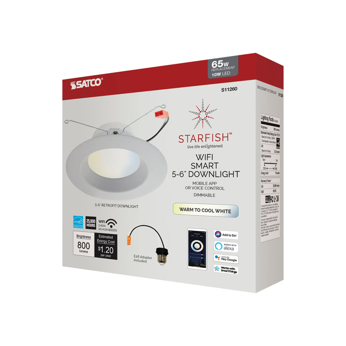 LED Downlight in White finish, WiFi Smart LED Recessed Downlight, Works with Siri, Alexa, Google Assistant, SmartThings