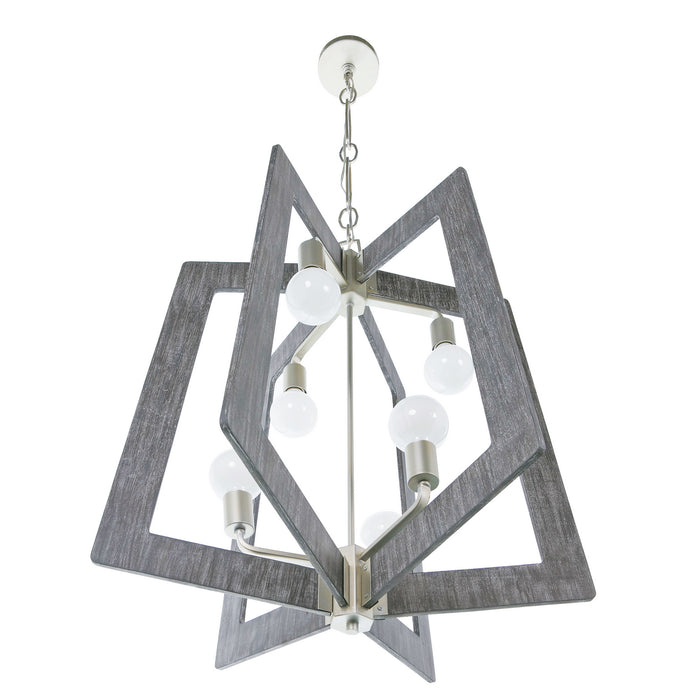 Six Light Chandelier from the Lofty collection in Steel finish