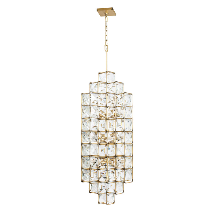 14 Light Foyer Pendant from the Cubic collection in Calypso Gold finish