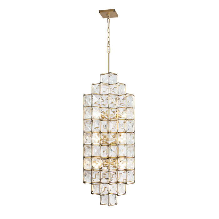 14 Light Foyer Pendant from the Cubic collection in Calypso Gold finish