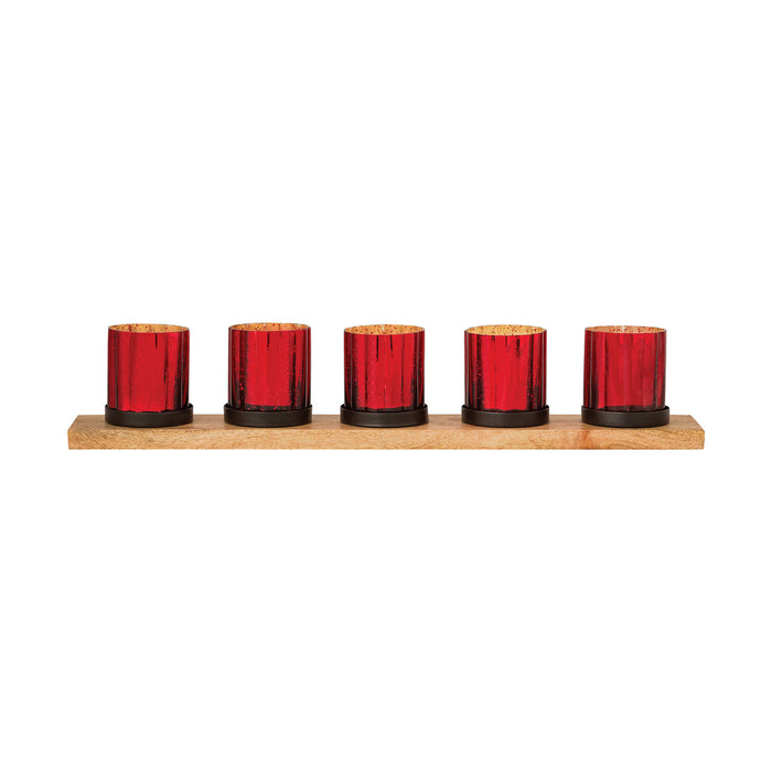 Votive Tray from the Traditions collection in Mango Wood, Antique Red, Antique Red finish