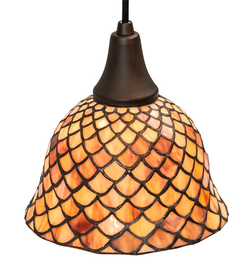 Three Light Pendant from the Tiffany Fishscale collection in Oil Rubbed Bronze finish
