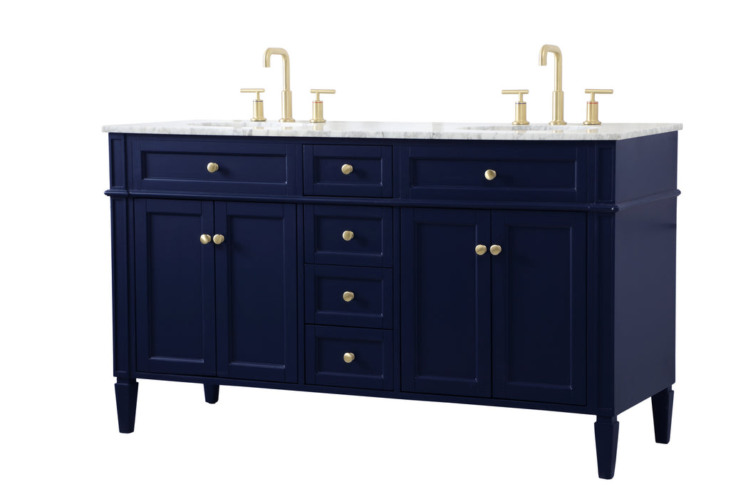 Double Bathroom Vanity from the Williams collection in Blue finish