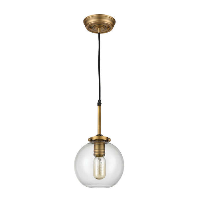 One Light Mini Pendant from the Mountain Creek collection in Aged Brass finish