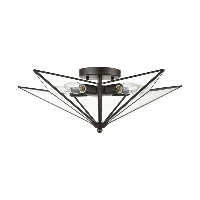 Five Light Flush Mount from the Moravian Star collection in Oil Rubbed Bronze finish