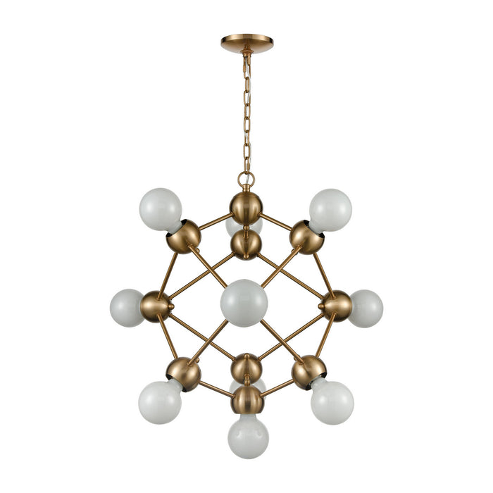 Ten Light Chandelier in Satin Brass finish