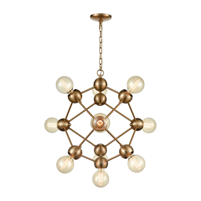 Ten Light Chandelier in Satin Brass finish