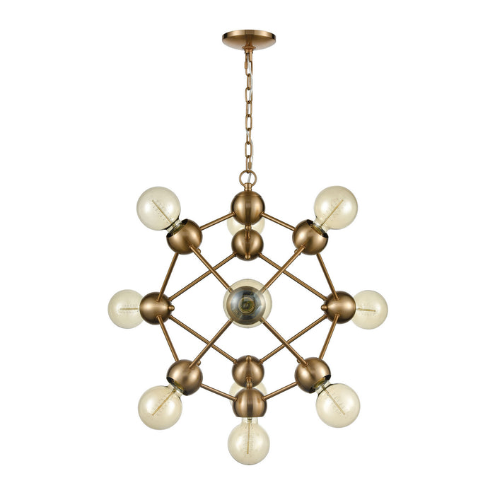 Ten Light Chandelier in Satin Brass finish